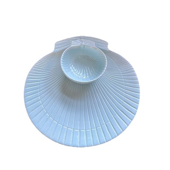 Dennis East International Mint Green Scallop Shell Beach Chip & Dip Tray Party - Picture 2 of 7